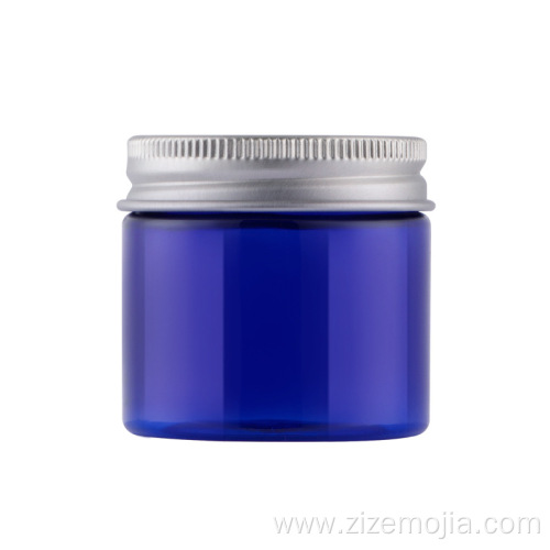 Wholesale round cosmetic plastic jar with metal lid